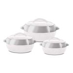 SQ Professional Fiesta Insulated Casserole Set 3pc 1-1.5-2.5L (White-Silver)