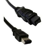 CableWholesale Large – IEEE-1394 Cable A, 9P to 6P, Firewire 400 Cable, 6 ft Black