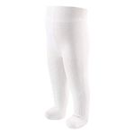 Cotton Baby Girls Socks Infant Toddler Pantyhose Cable Knit Legging Pants For Girls (White, 0-6 Months)