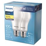 PHILIPS 461979 LED 100W A19 Soft White Non Dimmable Bulb, 2-Pack