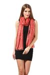 Pashtush Women's Wool Self Reversible Stole Floral Jacquard Design, Silk-Fine Wool, Scarfs, Shawls, Stoles, Wraps (Scarlet)