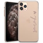 TULLUN Personalised Phone Case for iPhone 6 / 6s - Clear Hard Plastic Custom Cover Name & Heart Text Individual Style Your Initials Name Text - Rose Gold Name & Heart