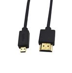 Duttek HDMI to Micro HDMI Cable, Extreme Slim/Thin and Flexible Micro HDMI Male to HDMI Male Cable for 1080P, 4K, UltraHD, 3D, Ethernet, and Audio Return Channel (2ft/ 60cm)