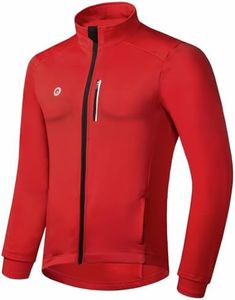 Przewalski Cycling Bike Jackets for Men Winter Thermal Running Jacket Windproof Breathable Reflective Softshell Windbreaker, Mens, Red, Chest 36''-38'' - Medium