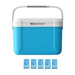 ShipFayda® 5 Liter Ice Box-Cooler Box With 5Pcs Ice Packs-Hard Cooler-Insulated-Heavy Duty Handle-Ice Retention, For Travel-Party-Car-Picnic-Road trip-Ice Cubes-Cold Drinks-Medical Purpose(Multicolor)