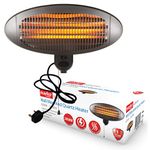 Marko Heating 2KW Quartz Patio Heater Outdoor Electric Garden BBQ 3 Heat Settings Pull Cord IPX4 Waterproof (Wall Mounted)