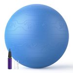 PROIRON Exercise Fitness Swiss Yoga Ball with Postures - Anti Burst Extra thick with Hand Pump for Home Gym -Birthing Ball for Yoga, Pilates, Fitness, Pregnancy, Labour, Balance, Stability