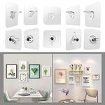 Adhesive 12pcs Wall Hooks for Picture Frame,Self-Adhesive and Carrier Base Plate, Adhesive Hooks, Picture Hanging, No Drilling, Self-Adhesive Picture Hangers