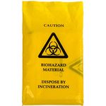 100x Yellow Biohazard Bags - 35cm x 20cm - Self Seal Clinical Sick/Vomit Disposal