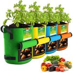 4Packs Colorful Potato Grow Bags, 10Gallon Heavy Duty Potato Grow Bags with Flap, Potato Bags for Growing Potatoes Potato Planter Potato Growing Containers Potato Growing Bags