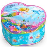 Mad Ally Musical Jewellery Box Girls | Heart-Shaped and Eye-Catching | Girls Birthday Present, Storage Box | Durable Childrens Jewellery Boxes/Jewellery Organiser for Treasured Pieces | Mermaid Theme