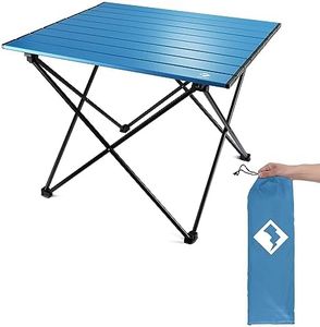 VILLEY Portable Camping Side Table, Ultralight Aluminum Folding Beach Table with Carry Bag for Outdoor Cooking, Picnic, Camp, Boat, Travel - Blue