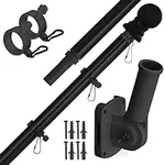 Flag Pole Kit 6 Foot Tangle Free Spinning Flag Pole and Holder Heavy Duty Flagpole Outdoor House & Porch Use, Toughened Aluminum with Two Ring Clips Suitable for Residential & Outside House (Black)
