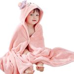 IFaryMes Toddler Bath Towel Baby Towels with Hood 27.5"X55" Ultra Absorbent Soft Bathrobe Blanket Kids Shower Towel Gifts for Girls and Boys(Pink Cat)