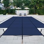 Lynkron Pool Safety Cover for Inground Pools, Heavy-Duty Winter Pool Cover, Rectangle Mesh/Solid Swimming Pool Covers, Triple Stitched for High Strength & UV Protection，Blue