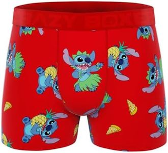 CRAZYBOXER Men's Underwear Disney Tropical Stitch Non-slip waistband Soft Boxer Brief Distortion-free, Hawaiianpizza, X-Large