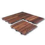 Sharpex Deck Tiles with Interlocking | 1 Piece Walnut Wood Floor Decking Water Resistant Tile for Balcony, Terrace, Garden | Quick Flooring Solution for Indoor/Outdoor (Dark Brown)