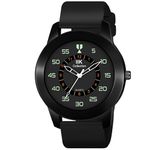 IIK COLLECTION Analogue Watches For Men Round Numerical Dial Men Watch With Silicon Strap Long Battery Life Stainless Steel Bracelet Black Chain With Adjustable Flexible Silicon Strap Watches