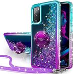 Silverback for Galaxy A02S Case with Ring Stand Kickstand, Women Girls Bling Holographic Sparkle Glitter Cute Cover, Diamond Ring Protective Phone Case for Galaxy A02S-Purple