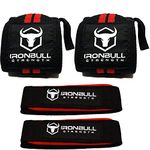 Wrist Wraps (20" Premium Quality) & Lifting Straps (Bundle Pack), Heavy Duty Wrist Support with Thumb Loop, Pair of Two Wrist Wraps with Pair of Two Wrist Straps for Weight Training