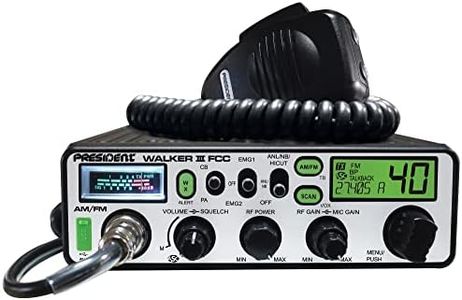 President Walker III FCC AM/FM CB Radio, USB Charging Socket, Roger Beep, Mic Gain, Scan/Scan Skip, 2 Programmable Priority Channels, Talkback Function, Weather Channel, 40 Channels