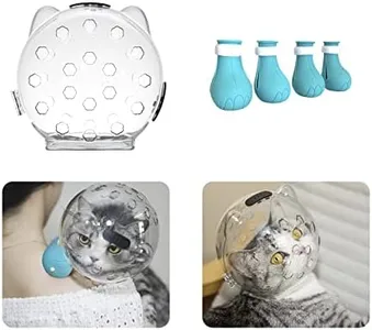 Augegel Cat Muzzle for Grooming with Silicone Claw Cover, Adjustable Cat Hood Mask for Bathing Shaving Pet Tools, Anti Bite Air Bubble Helmet