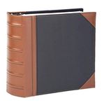 Executive Binder, English Leather 2 Tone with Stitching and Ribbed Spine, Heavy Duty 3 D-Ring with Boosters, Black (2" inch, 1PK)