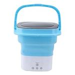 Portable Washing Machine, Mini Foldable Portable Washer with Spin Dryer & Drain Hose, Deep Cleaning Laundry Washer for RV, Apartment, Dorm, Travel, Camping, Underwear, Baby Clothes (Blue White)