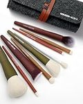 Travel Makeup Brush Set, EIGSHOW Premium Synthetic Foundation Powder Concealers Eye Shadows 9 Pcs , 5 Colors Brushes with Pouch, Cute & Portable, Gift Choice