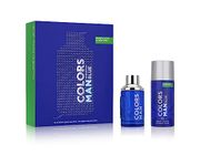 Benetton - Blue from United Colors Gift Set EDT 100 ml + Deodorant 150 ml - Long Lasting - Fresh, Young and Casual Fragrance - Citrus, Fruity and Marine Notes - Ideal for Day Wear - 100 ml