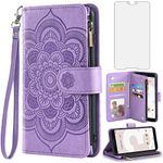 Asuwish Compatible with Google Pixel 3 XL Wallet Case and Tempered Glass Screen Protector Flower Leather Flip Credit Card Holder Stand Cell Phone Cover for Pixel3XL Pixel3 LX Pixle 3XL Women Purple