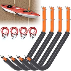 KOMOHOM 26" Kayak Wall Mount Storage Rack with Foam Padding - 150lb Capacity, Includes Elastic Rope & Hooks - Versatile for Indoor/Outdoor, Garage, Dock, Canoe & Paddle Board Storage