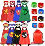 RioRand Kids Dress Up 8PCS Superhero Capes Set and Slap Bracelets for Boys Costumes Birthday Party Gifts