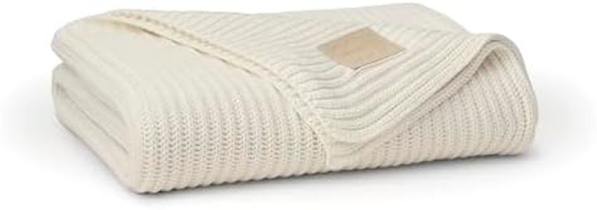 BOLL & BRANCH Sunday Throw Blanket - 70 x 45 - Cream - 100% Organic Luxury Cotton Brand