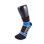 TOETOE - Men, Women Sports CoolMAX Seamless Patterned Micro-Fibre Running Trainer Toe Socks, Hygienic, Breathable - 1 pair - Black&Blue- S/M/L