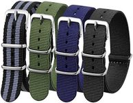 Verbstel Nylon Watchband Replacement Quick Release Heavy Buckle Watchstraps for Men Women (22MM, Black Gray/Green/Blue/Black)