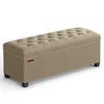 SONGMICS Storage Ottoman Bench, Foldable Foot Rest with Legs, 15.7 x 43 x 15.7 Inches, End of Bed Bench, Storage Chest, Load up to 660 lb, Camel Brown ULSF088R01