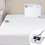 Sealy Heated Mattress Pad | Quilted Cotton Electric Bed Warmer with 10 Heat Setting Controller | 1-12 Hours Auto Shut Off | 15" Deep All Around Elastic Pocket, Twin