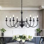 ZemSum Black Chandeliers Ceiling Lights, 8 Lights Farmhouse Chandelier for Dining Room Light Fixtures Ceiling Hanging Pendant Lighting for Living Room Bedroom Kitchen Island