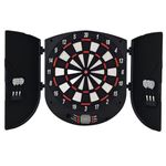 HOMCOM Electronic Dartboard Set 26 Games and 185 Variations with 6 Darts and Cabinet to Stroage Multi-Game Option Ready-to-Play