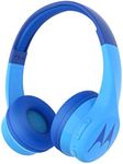 Motorola Squads 300 Wireless Kids Headphones with 15 Hours Play Time, Audio Splitter for Sharing and Anti-Allergic Cushion – Blue