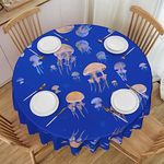 Faduni Jellyfish Round Tablecloth - 60 Inch Washable Polyester Table Cloth Decorative Table Cloth For Kitchen Dining Table Parties Camping