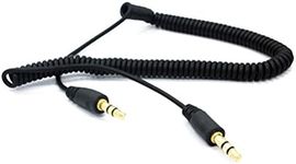 Black Coiled Aux Cable Car Stereo Wire Audio Speaker Cord 3.5mm Aux-in Adapter Auxiliary for Amazon Kindle Fire HDX 8.9 7 HD 8.9 7 6, DX, 8 10 - iPod Touch 5 4th Gen 3rd Gen 2nd Gen