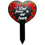 Memorial Grave Markers Heart Memorial Plaque Stake Sympathy Grave Markers Cemetery Cardinals Garden Stake Memorial Metal Grave Stake Decoration for Mom Dad Cemetery Outdoors Yard Garden (Dad-C)