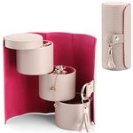 Vlando Travel Jewellery Case, Faux Leather Jewellery Rolls Jewellery Organiser for Rings, Earring, Necklaces,Bangle, Gift for Women, Couples, Friends