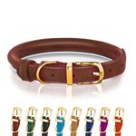 OOPSDOGGY Reflective Rolled Leather Dog Collar for Small Medium Large Dogs Puppy, 8 Colors, 7 Sizes (Brown, S, 10"-13")