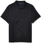 Perry Ellis Men's Total Stretch Slim Fit Solid Short Sleeve Button-Down Shirt, Black, XX-Large