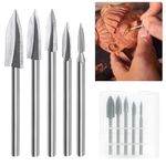 HASTHIP® Wood Carving Tools for Rotary Tool, 5 PCS HSS Woodworking Tools Engraving Drill Bit Set Wood Crafts Grinding Tool Universal 1/8" Shank For DIY Carving Drilling Micro Sculpture