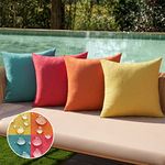 MIULEE Outdoor Cushion Covers Waterproof Faux Linen Throw Pillow Cover Square Decorative Pillowcase for Garden Sofa Livingroom Chair Bedroom Tent Park Patio 18x18 Inch Pack of 4 Red Blue