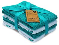 AMOUR INFINI Terry Dish Towel | Set of 4 | 16 x 26 Inches | Super Soft and Absorbent |100% Cotton Dishtowels | Perfect for Household and Commercial Uses | Teal